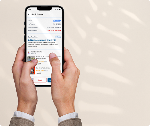 Tampilan detail pesanan di aplikasi